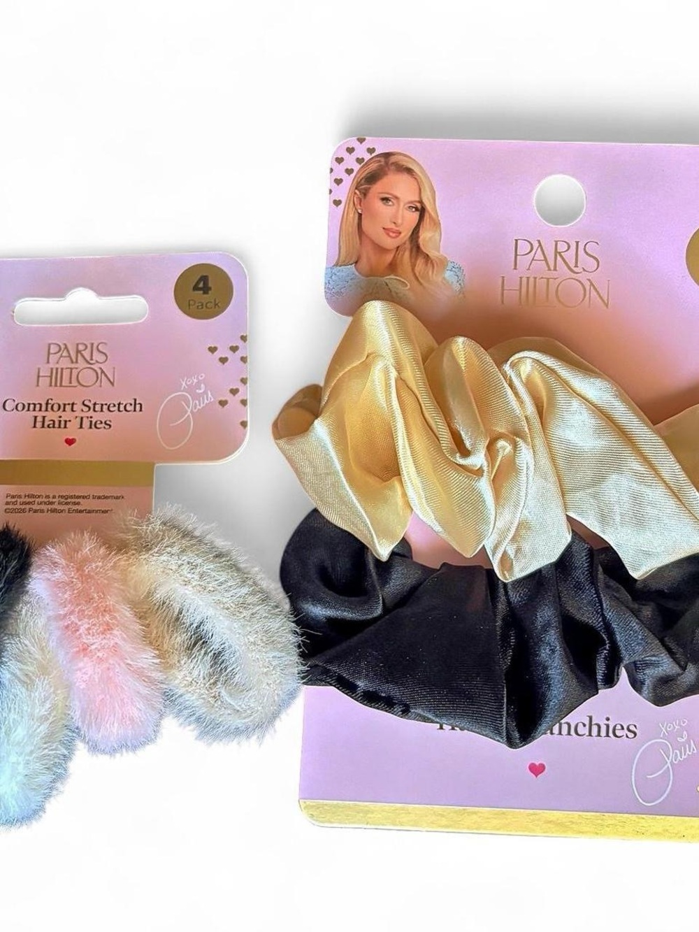 Paris Hilton Hair Accessories Bundle - Scrunchies & Fuzzy Hair Ties
